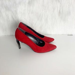 Stuart Weitzman red sude heels size 6w